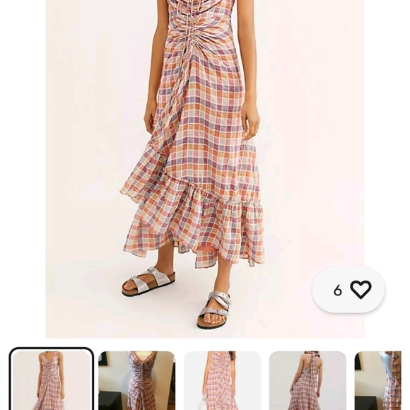 FREE PEOPLE Plaid Halter Maxi Dress LIKE NEW ADJUSTABLE SIZE 10 - Picture 2 of 10